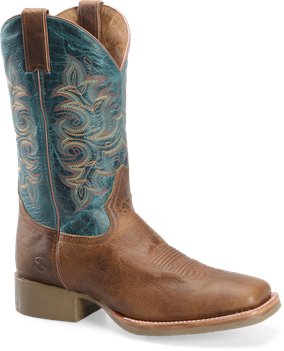 Tan Turquoise Double H Boot 12 In Steel Wide Square